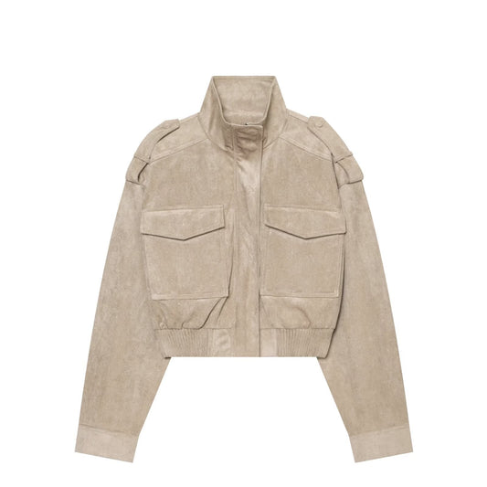 Women's suede texture short strap jacket Coat