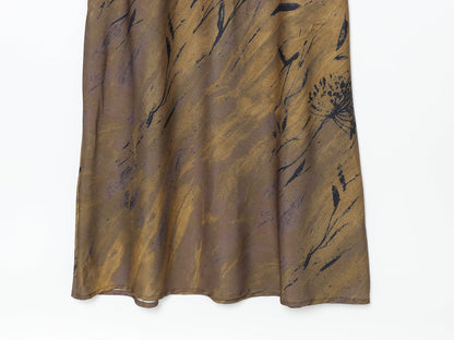Women's printed draped collar MIDI dress