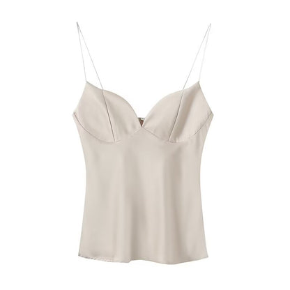 Women's satin textured lingerie style suspender top