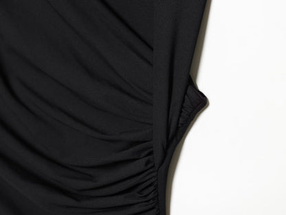 Women's pleated decorative elastic slim MIDI dress