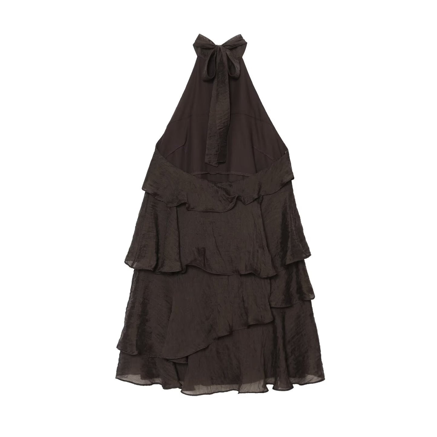 Women's layered decorative halter neck dress