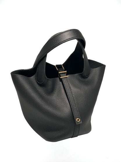 Women's New Casual Fashion Bucket Bag Leather First Leather Portable Shopping Basket Bag