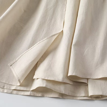 Women's solid linen blended MIDI dress
