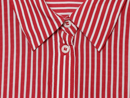 Women's patchwork cuffs loose striped shirt