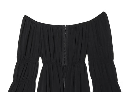 Women's lace patchwork off shoulder top