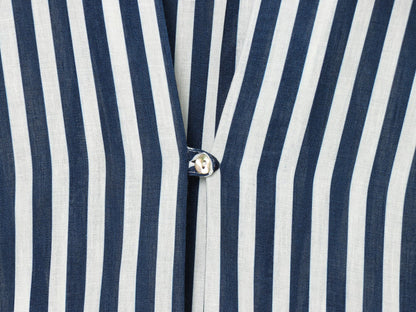 Women's bubble sleeve linen striped shirt