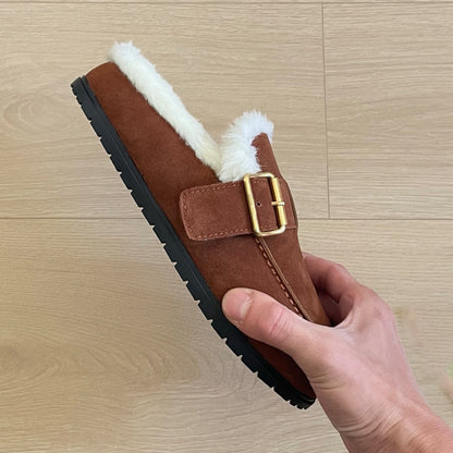 Women's new frosted autumn and winter plush slippers have a shoe box