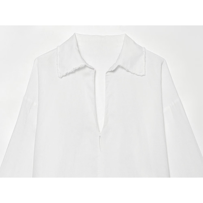 suit Women's 2 pieces Edge decoration linen blend shirt + pants