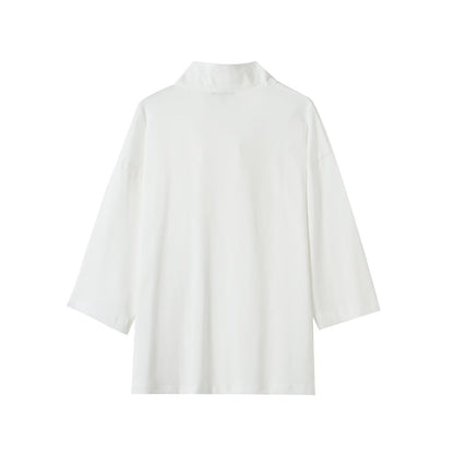 Women's new fashion white high neck nine quarter sleeved shirt