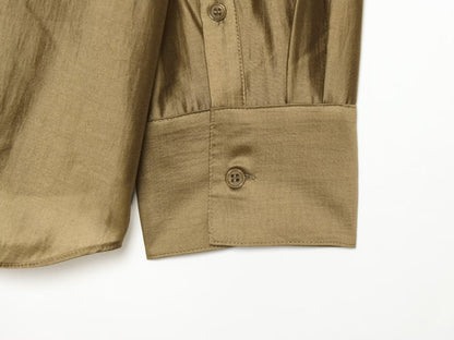 Women's loose satin textured casual shirt