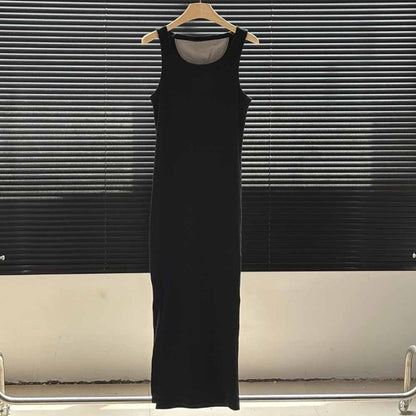 Women's new slim and versatile sleeveless long straight bottoming skirt