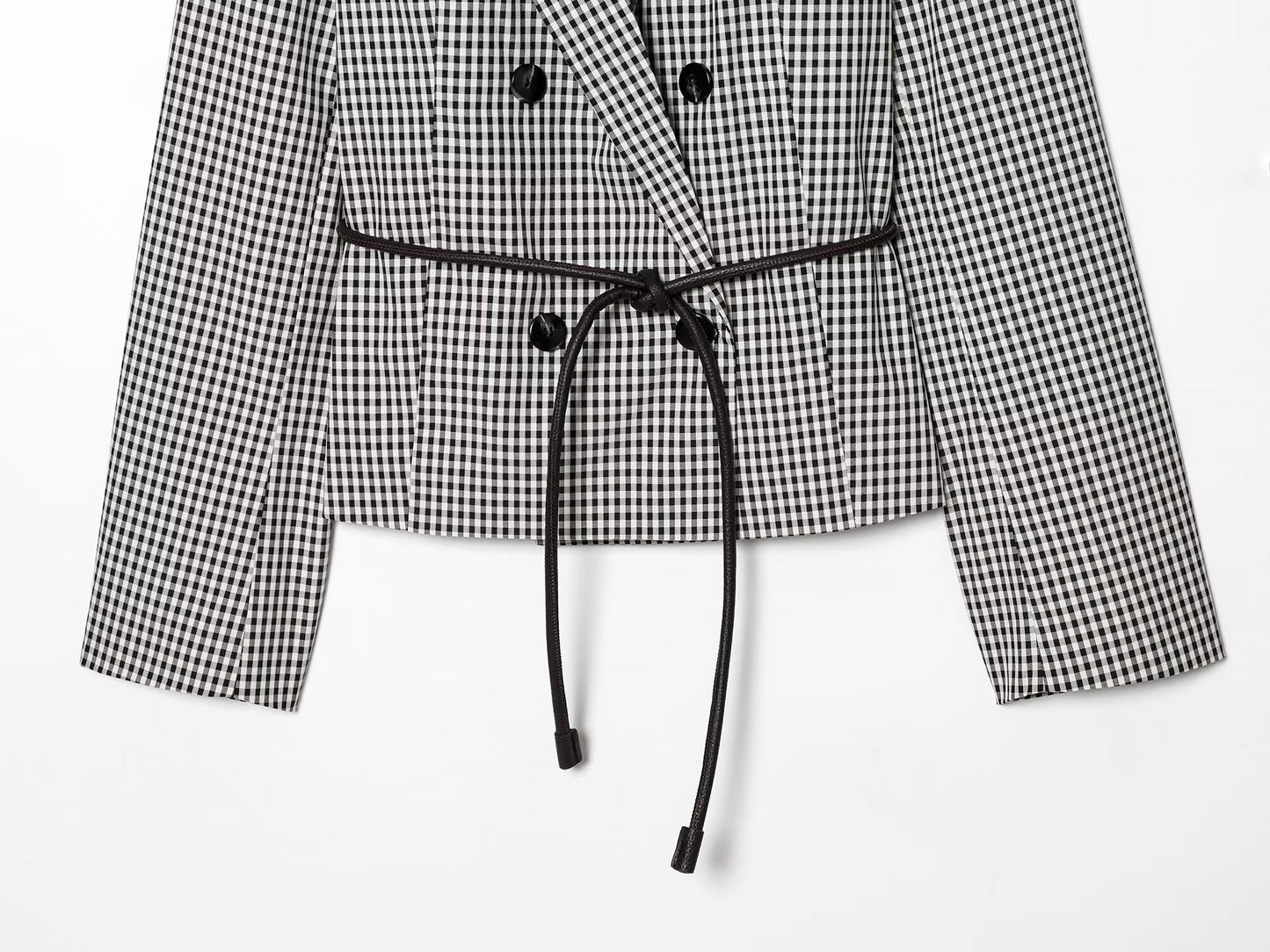 Women's With Belt casual plaid Blazer Coat
