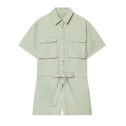 Women's With Belt shirt style jumpsuit