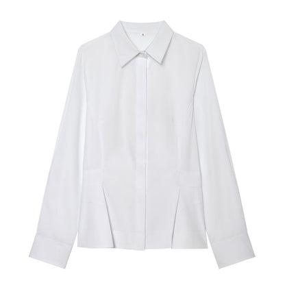 Women's short skirt style hemline poplin shirt