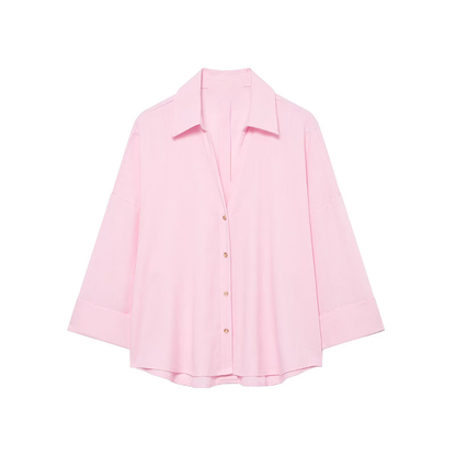 Women's casual lapel button up shirt