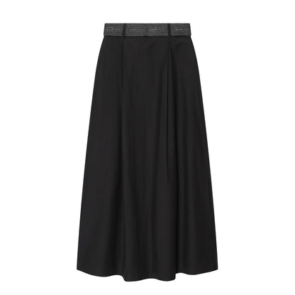 Women's With Belt High Waist Midi Skirt