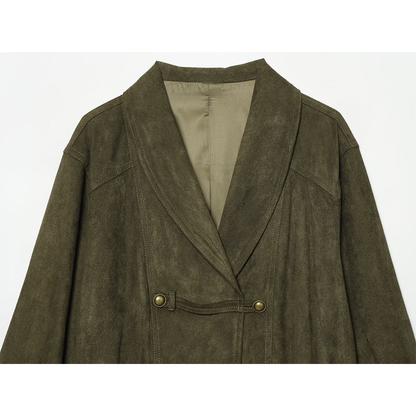 Women's Rope knot buckle decorative leather jacket Coat