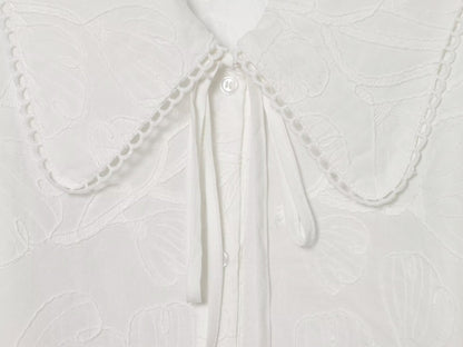 Women's Small Round Lapel Lace up Shirt