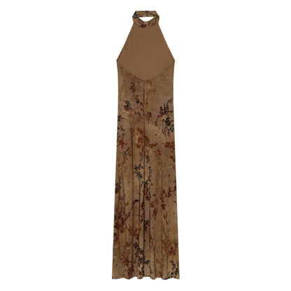 Women's scarf decoration flocked hanging neck dress