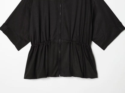 Women's O-Neck zipper short sleeved puffy Coat