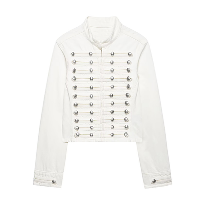 Women's short standing collar denim Coat
