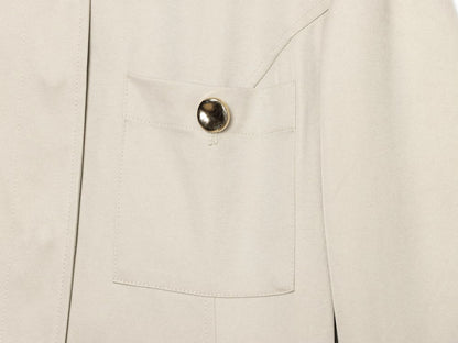 Women's pocket decoration slim stand collar jacket Coat