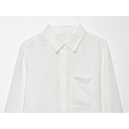 Women's linen blended linen long sleeved shirt