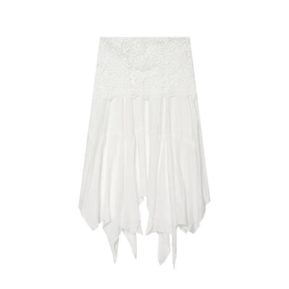 suit Women's 2 pieces embroidered asymmetrical MIDI skirt+top