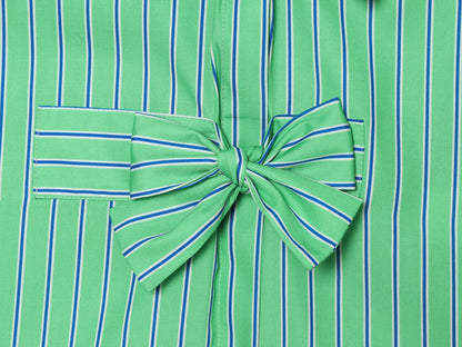 Women's bow decoration striped sleeveless shirt