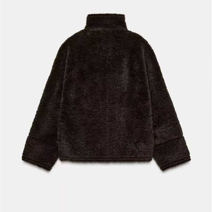 Women's 2025 New Joker Fall/Winter Double Velvet Zippered Turtleneck Jacket