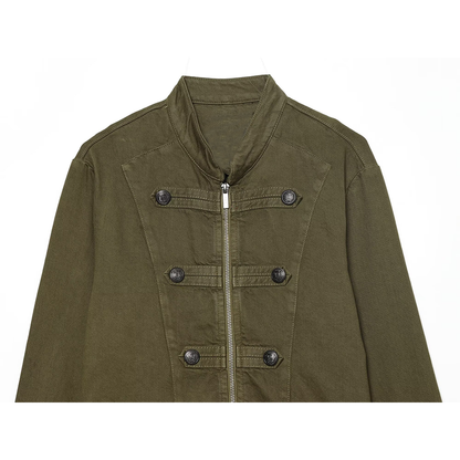 Women's standing collar short straight denim jacket