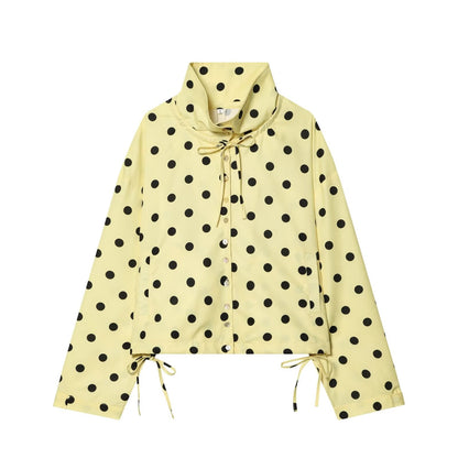 Women's bow decoration polka dot Coat
