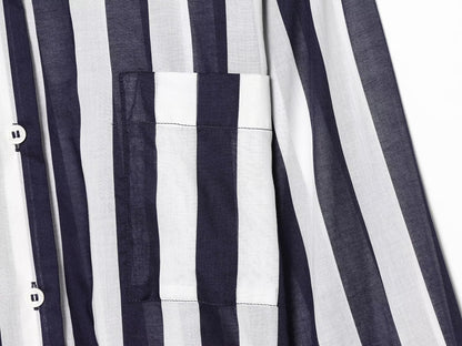 Women's With Belt Long Style Striped Shirt