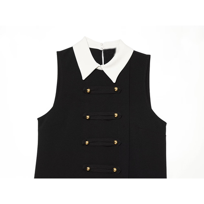 Women's rope knot buckle splicing lapel mini dress