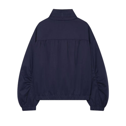 Women's pleated sleeve loose oversized pilot jacket