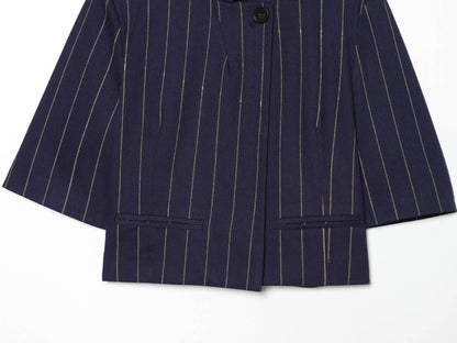 suit Women's 2 pieces linen blend striped jacket+Pants
