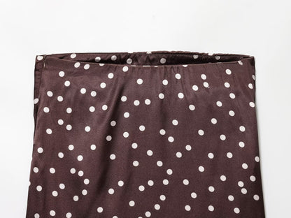 suit Women's 2 pieces satin textured polka dot strapless top+Pants