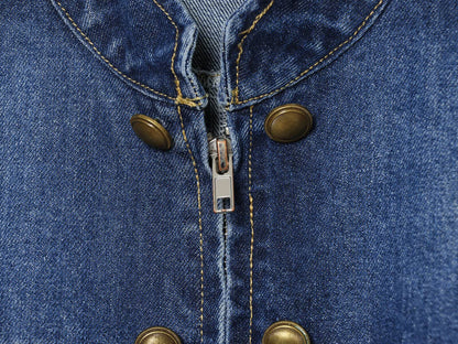 Women's long sleeved O Neck denim jacket