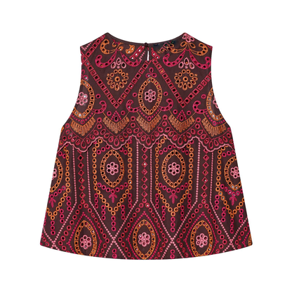 suit Women's 2 pieces hollowed out embroidered O-Neck top+Skirts
