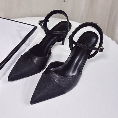 Women's new stitching design pointy high heels
