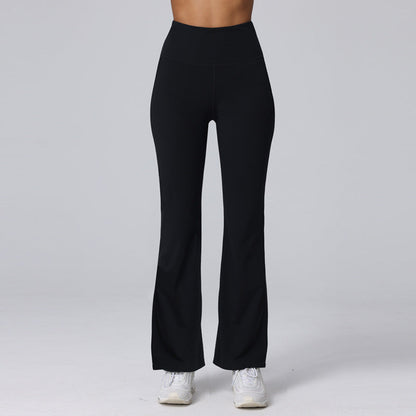 LU Women's New Fashion Joker Nude Sports Bell Bottoms with High Waist and Hip Stretch Wear Slim Yoga Pants.
