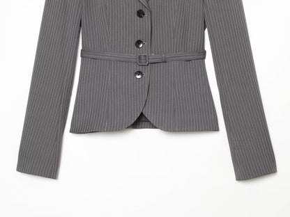Women's with Belt striped lapel Blazer Coat