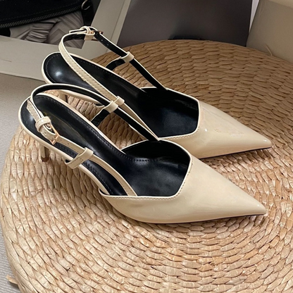 Women's new metal letter pointed high heels