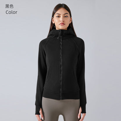 Women's new padded warm hooded coat outdoor fitness sweater yoga jacket