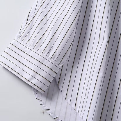 Women's new fashion loose long sleeved striped cotton shirt