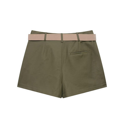 Women's with belt casual pleated culottes