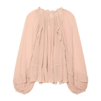 Women's lantern sleeve pleated top