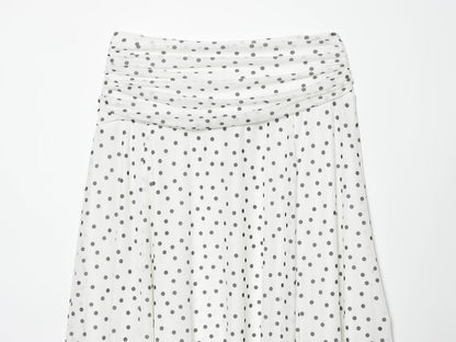Women's pleated waist polka dot MIDI skirt