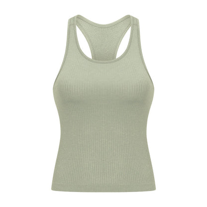 LU Women's 2025 New Joker Spring/Summer Threaded I-shaped Vest with Chest Pad Fitness Yoga Clothes Sports Vest