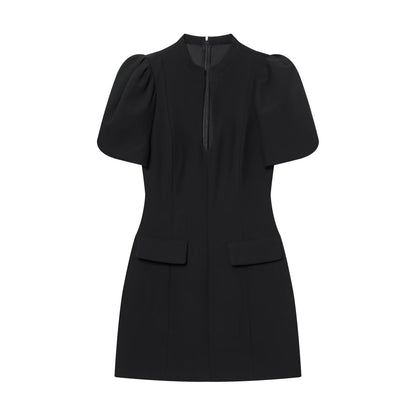 Women's O-Neck bubble sleeve mini dress